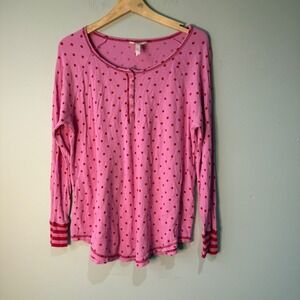 Matilda Jane Women's Pink Red Polka Dot Long‎ Sleeve Top Size Large